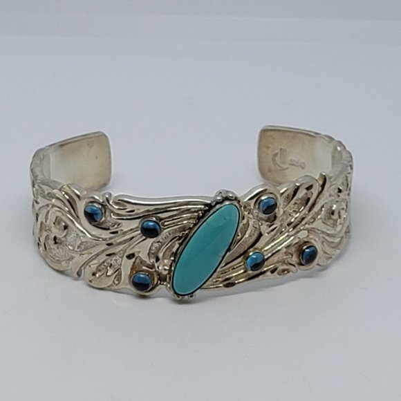 Turquoise, Topaz & Sterling Cuff by Relios - Picture 1 of 4